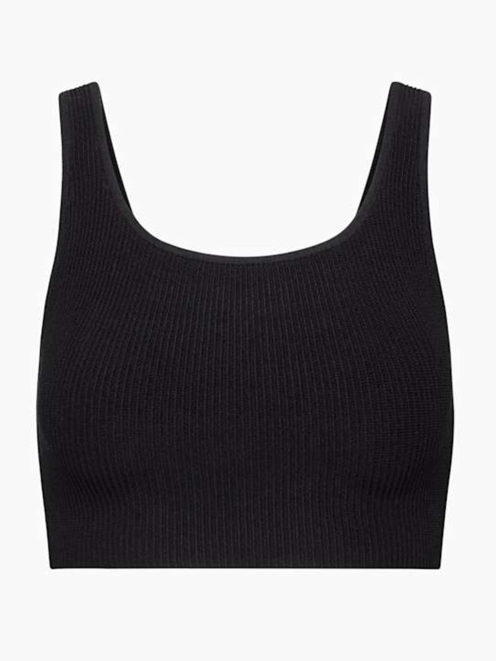 Aritzia Babaton Sculpt Knit Squareneck Cropped Tank - Black Rib Crop Top